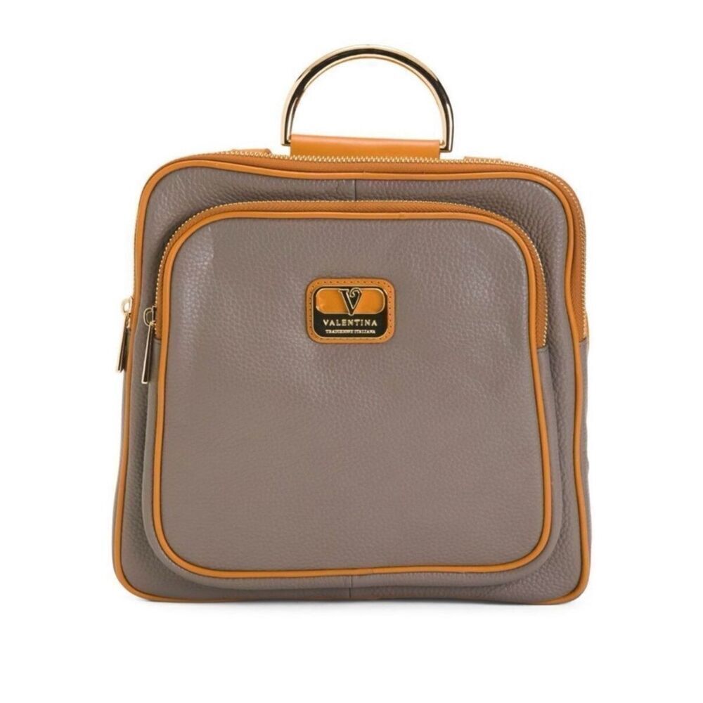 NWT RARE Gorgeous Valentina Brown & Tan Backpack Real Finest Italian Leather Bag